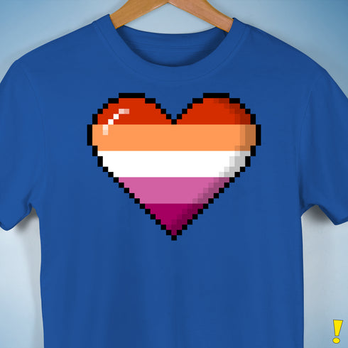 Lesbian Pride 8-Bit Pixel Heart Premium Unisex T-Shirt - Royal Blue